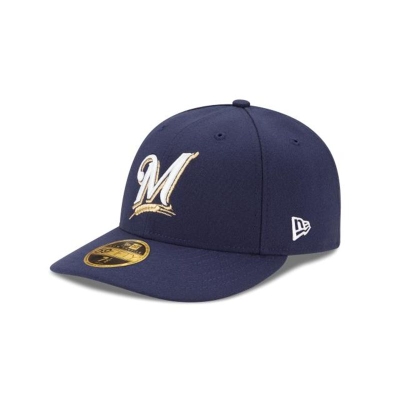 Blue Milwaukee Brewers Hat - New Era MLB Authentic Collection Low Profile 59FIFTY Fitted Caps USA2043978